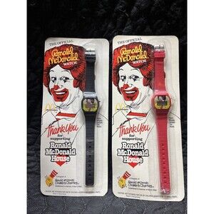 Vintage 1984 Ronald McDonald House Digital Red Watch Coca Cola Charity lot of 2